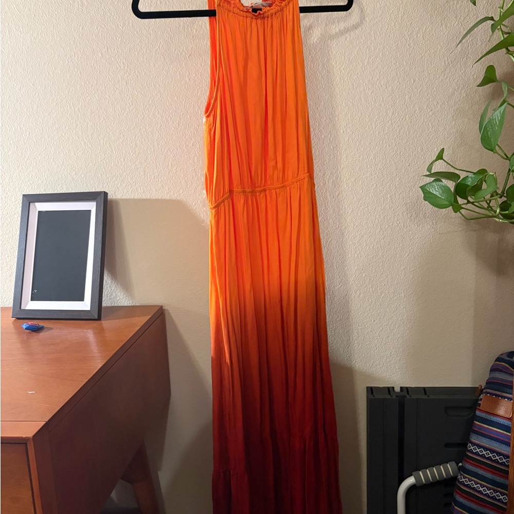 Knox Rose Vibrant Orange to Red Ombré Maxi Dress